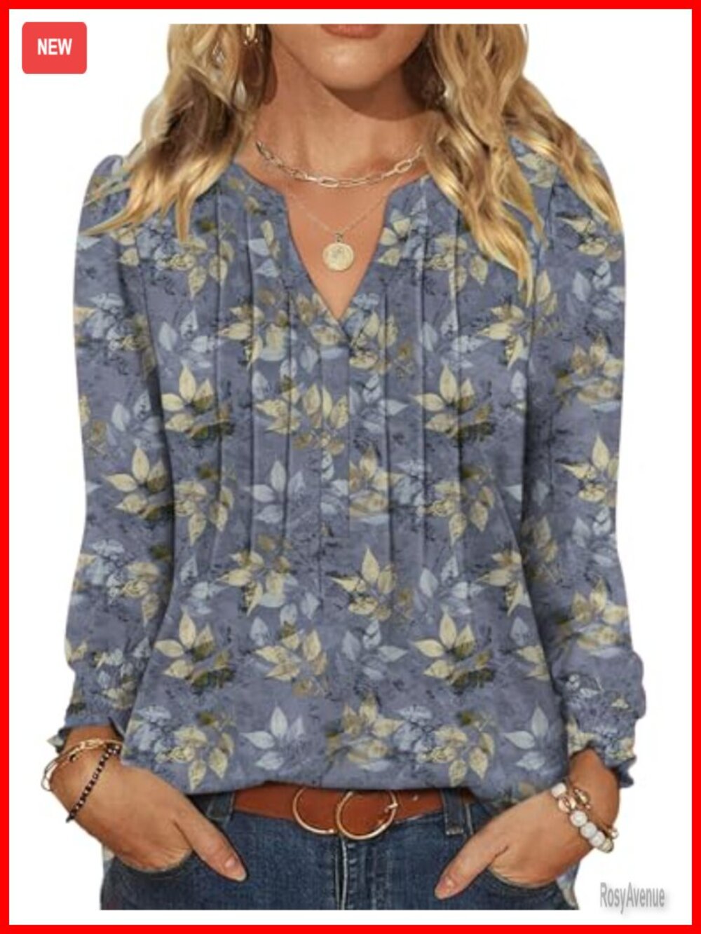 Womens Pleated Ruffle Long Sleeve Tunic Top V Neck Blouse Dressy